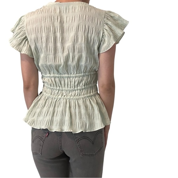 S’edge Blouse Ruffle Pastel Green Dainty Feminine Coquette Spring Size Medium - Picture 2 of 7